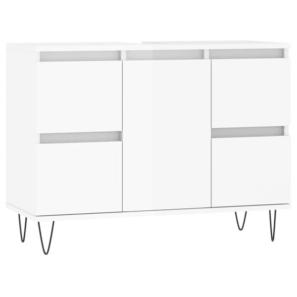 vidaXL Badrumsskåp vit högglans 80x33x60 cm konstruerat trä