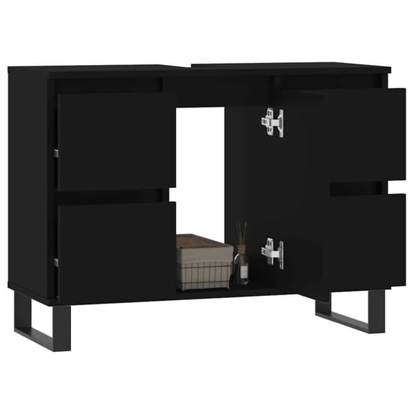 vidaXL Baderomsskap svart 80x33x60 cm konstruert tre