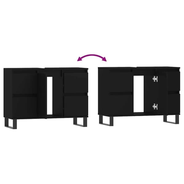 vidaXL Baderomsskap svart 80x33x60 cm konstruert tre