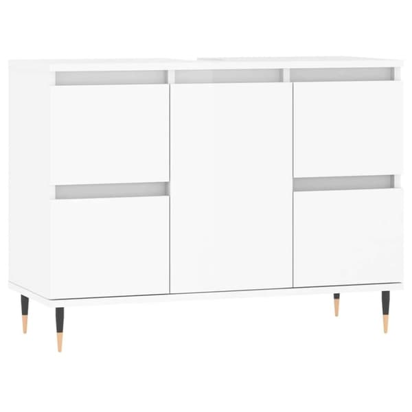 vidaXL badeværelsesskab 80x33x60 cm konstrueret træ hvid højglans