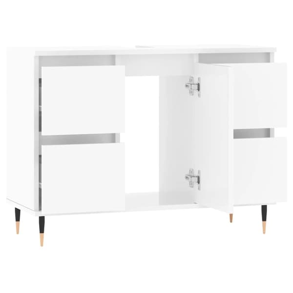 vidaXL badeværelsesskab 80x33x60 cm konstrueret træ hvid højglans