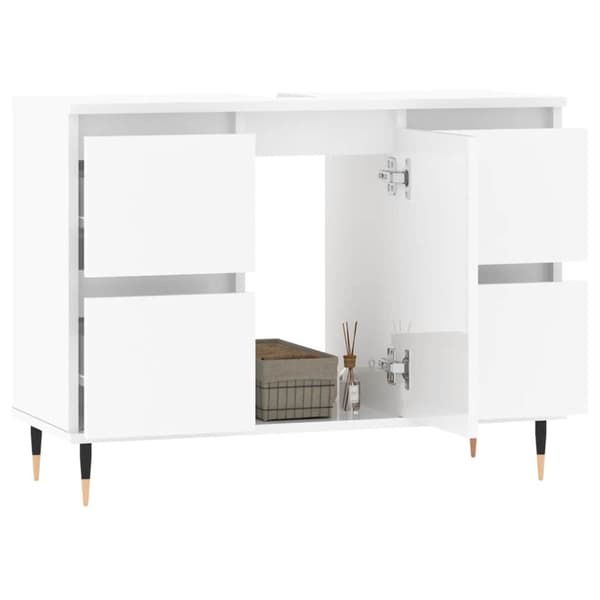 vidaXL Badrumsskåp vit högglans 80x33x60 cm konstruerat trä