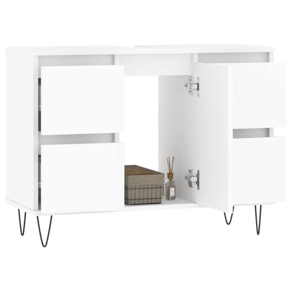 vidaXL badeværelsesskab 80x33x60 cm konstrueret træ hvid