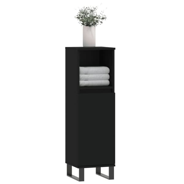vidaXL Baderomsskap svart 30x30x100 cm konstruert tre