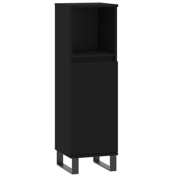 vidaXL badeværelsesskab 30x30x100 cm konstrueret træ sort