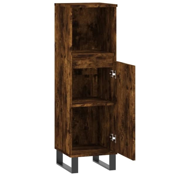 vidaXL Baderomsskap røkt eik 30x30x100 cm konstruert tre