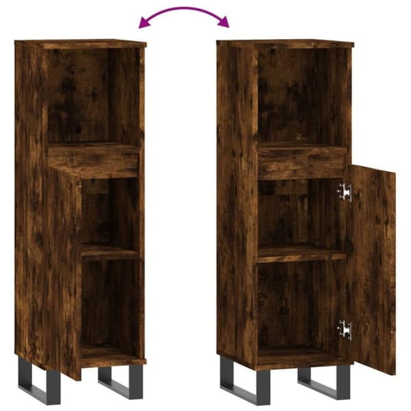 vidaXL Baderomsskap røkt eik 30x30x100 cm konstruert tre