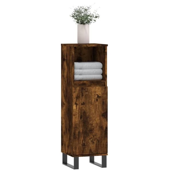 vidaXL Baderomsskap røkt eik 30x30x100 cm konstruert tre