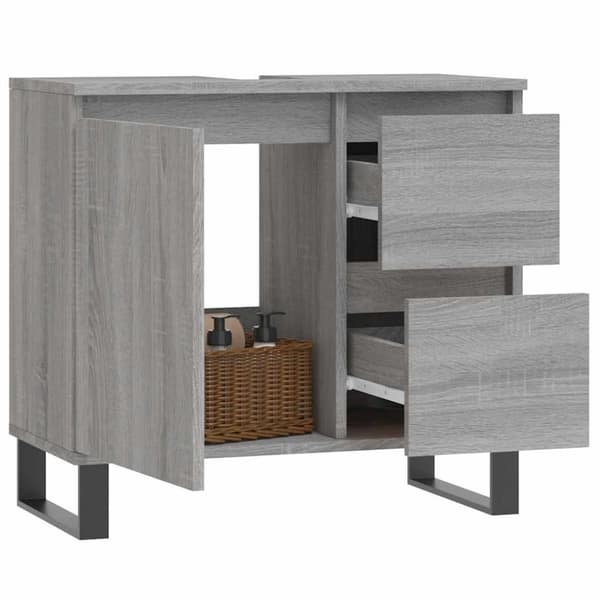 vidaXL badeværelsesskab 65x33x60 cm konstrueret træ grå sonoma-eg