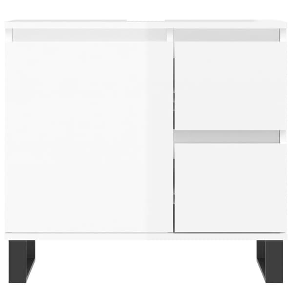 vidaXL badeværelsesskab 65x33x60 cm konstrueret træ hvid højglans