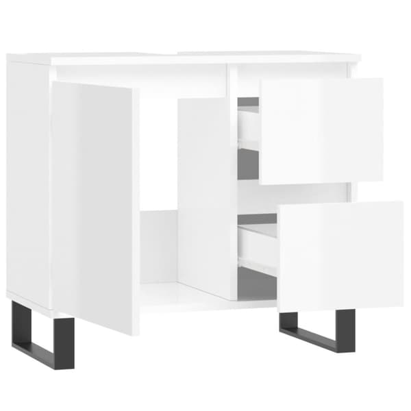 vidaXL badeværelsesskab 65x33x60 cm konstrueret træ hvid højglans