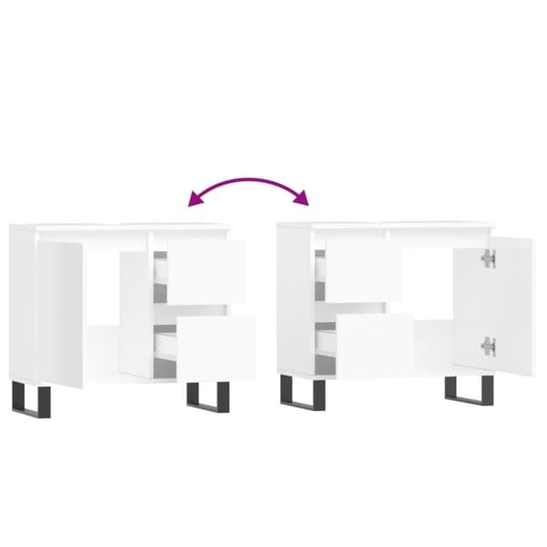vidaXL badeværelsesskab 65x33x60 cm konstrueret træ hvid højglans