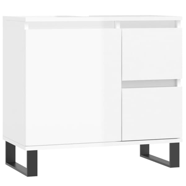 vidaXL badeværelsesskab 65x33x60 cm konstrueret træ hvid højglans