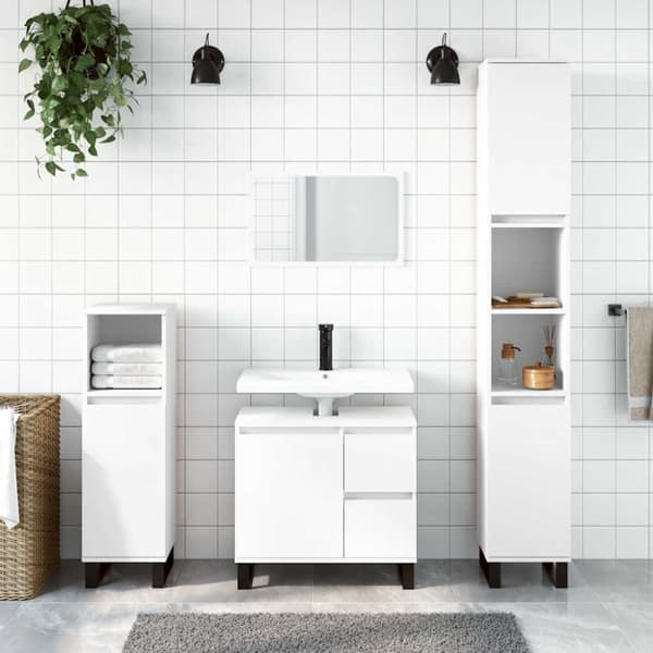 vidaXL badeværelsesskab 65x33x60 cm konstrueret træ hvid