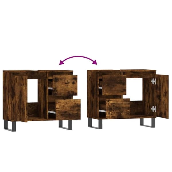 vidaXL Badrumsskåp rökfärgad ek 65x33x60 cm konstruerat trä