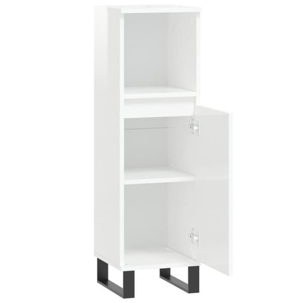 vidaXL Badrumsskåp vit högglans 30x30x100 cm konstruerat trä