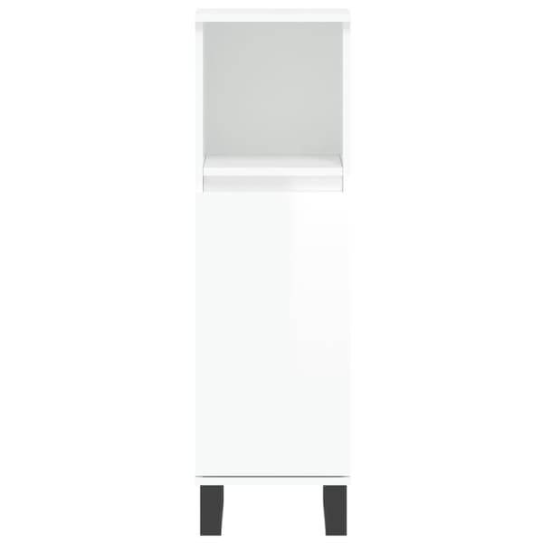 vidaXL Badrumsskåp vit högglans 30x30x100 cm konstruerat trä