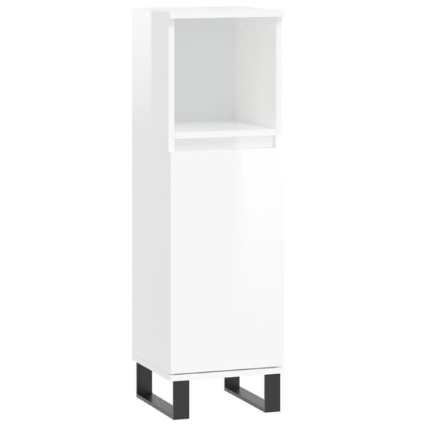 vidaXL Badrumsskåp vit högglans 30x30x100 cm konstruerat trä