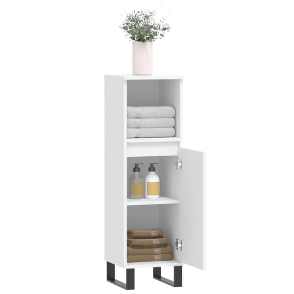vidaXL Baderomsskap hvit 30x30x100 cm konstruert tre