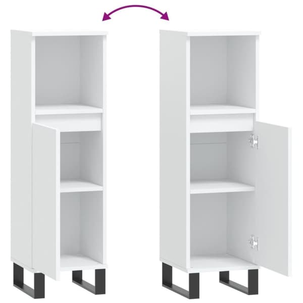 vidaXL Baderomsskap hvit 30x30x100 cm konstruert tre
