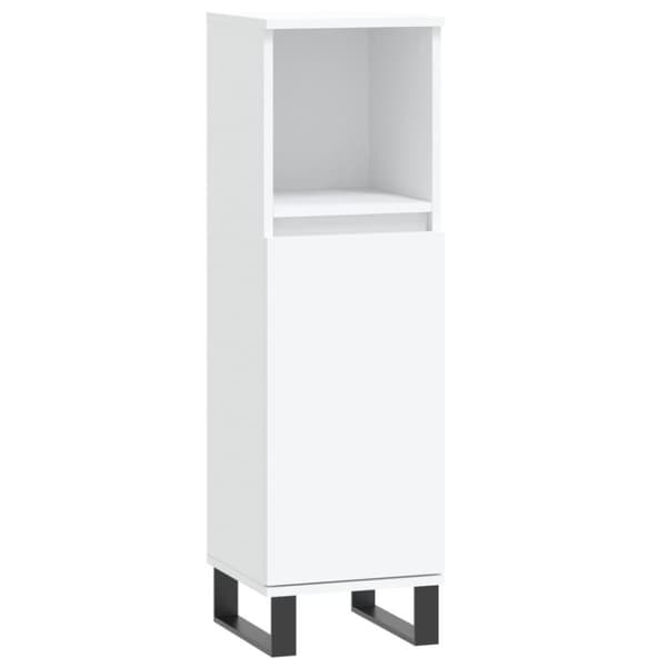 vidaXL badeværelsesskab 30x30x100 cm konstrueret træ hvid