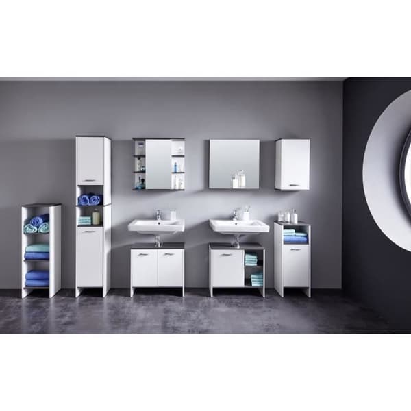 trendteam smart living Spegelskåp med gott om förvaringsutrymme, Vit/Smoke silver, 32 x 82 x 99 cm
