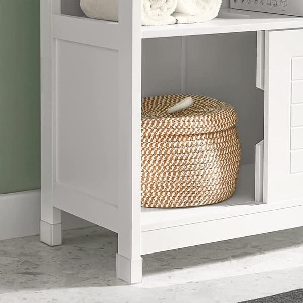 Rootz White Under vask Badeværelses opbevaringsskab med hylde og dobbelt skydedør - 60x30x60cm
