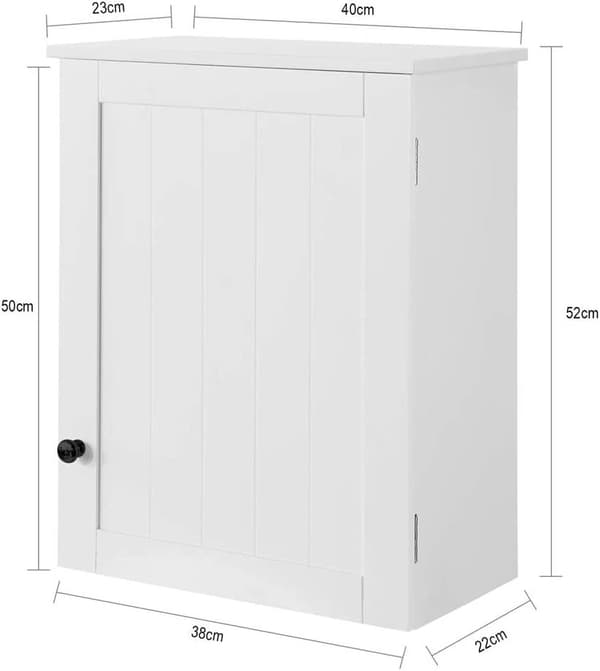 Rootz White Seinäasennus - Yksiovinen kylpyhuonekaappi - L40 x S23 x K52cm