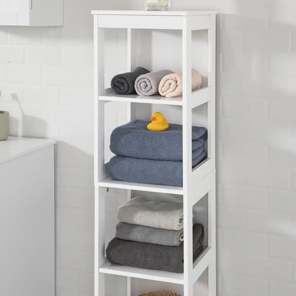 Rootz White 5 kerrosta kylpyhuoneen hylly Kylpyhuoneen säilytyshyllykaappi - 30x30x139cm