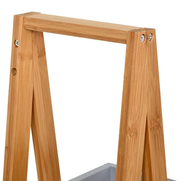 Nancy's Gardner Badkamerrek - Opslagrek - 3 nivåer - Stege - Opbergplank - Bamboe - Grijs - MDF - 30 x 18 x 81 cm