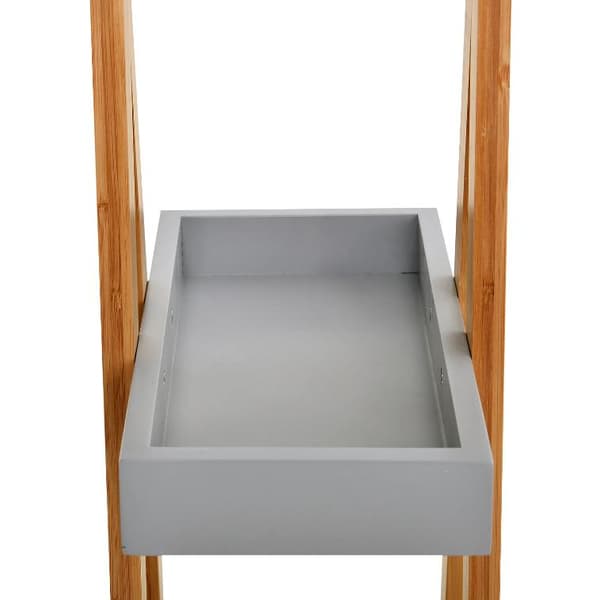Nancy's Gardner Badkamerrek - Opslagrek - 3 nivåer - Stege - Opbergplank - Bamboe - Grijs - MDF - 30 x 18 x 81 cm
