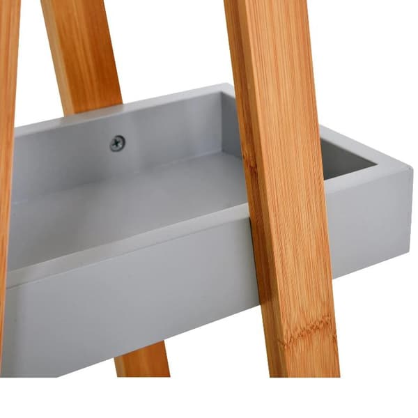 Nancy's Gardner Badkamerrek - Opslagrek - 3 nivåer - Stege - Opbergplank - Bamboe - Grijs - MDF - 30 x 18 x 81 cm
