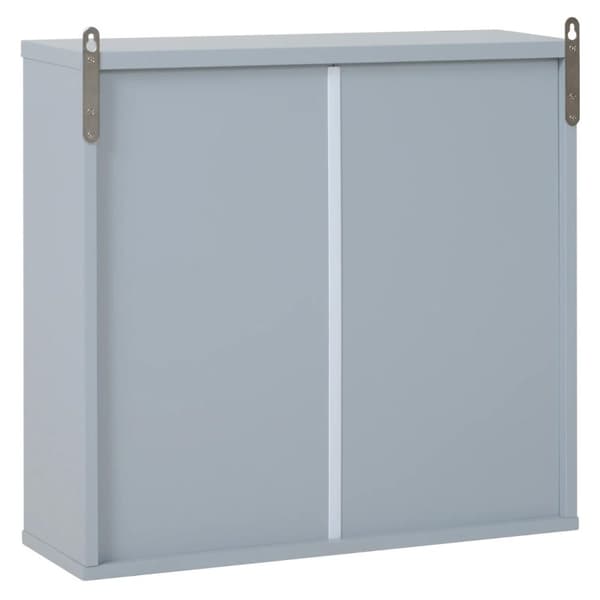 Nancy's Shirley Badkamerkast - Wandkast - Opbergkast -Spiegelkast - Spiegel - 2 Niveaus - Verstelbare Plank - Grijs - B48 x D14,5 x H45 cm