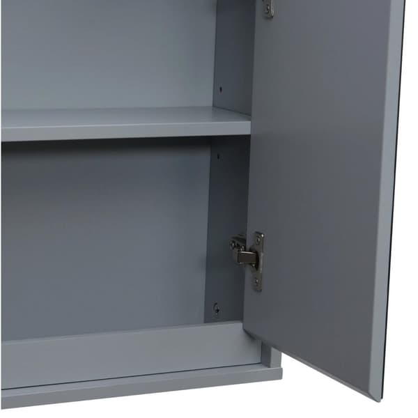 Nancy's Shirley Badkamerkast - Wandkast - Opbergkast -Spiegelkast - Spiegel - 2 Niveaus - Verstelbare Plank - Grijs - B48 x D14,5 x H45 cm