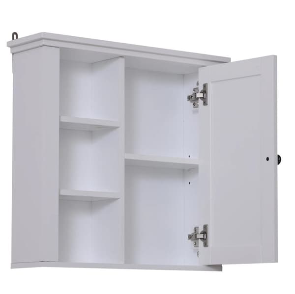 Rootz kylpyhuonekaappi - Seinäkaappi - Säilytyskaappi - Säädettävä hylly - 3 tasoa - Valkoinen - 53 x 14,5 x 50,5 cm