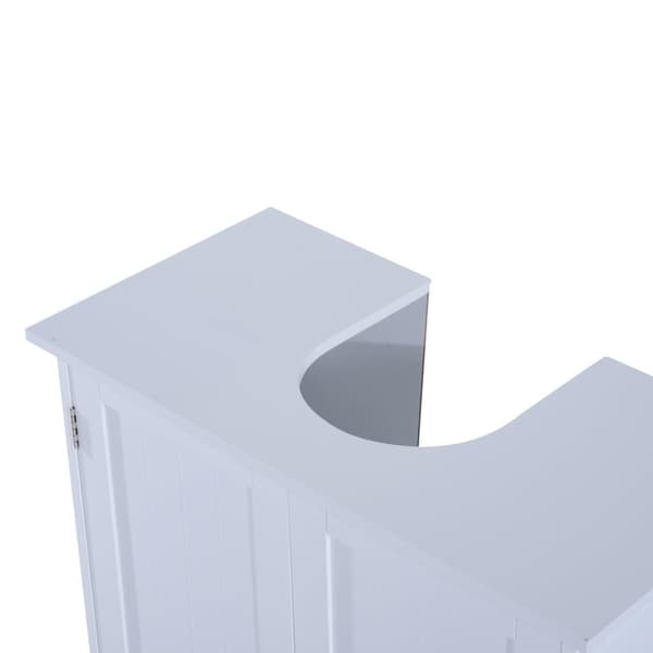 Rootz Tvättställsunderskåp - Badrumsskåp - 2 dörrar - Tvättställsskåp - L60 x D30 x H60 cm - Höjdjusterbar hylla - Sifonutskärning - Vit - MDF