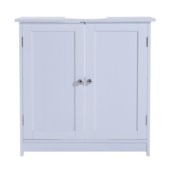 Rootz Tvättställsunderskåp - Badrumsskåp - 2 dörrar - Tvättställsskåp - L60 x D30 x H60 cm - Höjdjusterbar hylla - Sifonutskärning - Vit - MDF