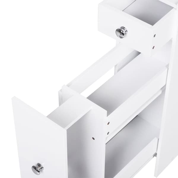 Rootz Badeværelsesskab - Kommode - Badeværelsesmøbler - Opbevaringsskab - 2 skuffer - 1 opbevaringsrum - Træ - 48 x 17 x 57 cm - Hvid