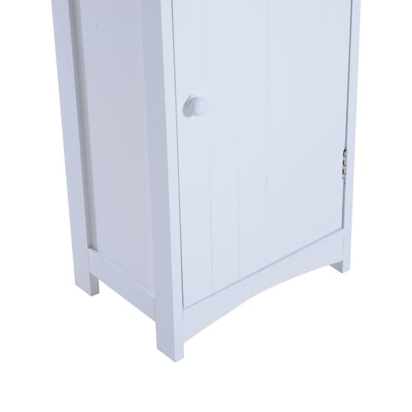 Nancy's Manassas Badkamerkast - Badkamermeubel - 3 Planken - 34 x 24 x 170 cm - 1 Lade - 1 Deur - Hoge Kast - MDF - Wit