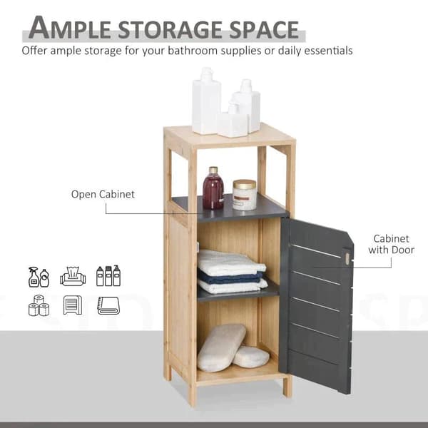 Rootz Bathroom Cabinet - Multi-function Cabinet - Cabinet - Adjustable Cabinet - Grey