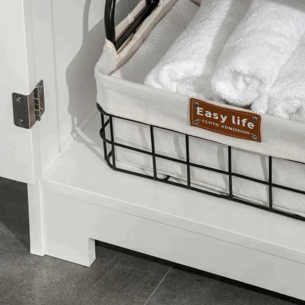 Rootz Bathroom Cabinet - Bathroom Storage Cabinet - Bathroom Cabinet With 2 Drawers 1 Door - Freestanding Cupboard - White - 60 x 30 x 108.8 cm