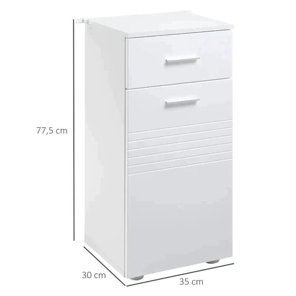 Rootz-kylpyhuonekaappi - Kylpyhuoneen alaosa - 2 tasoa ja 1 laatikko - Vettä hylkivä pinta - 35 cm x 30 cm x 77,5 cm