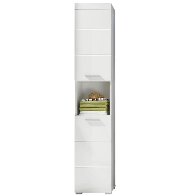 Rootz Badeværelsesskab - Højskab med åbent rum - Højglans - 37 x 190 x 31 cm White High gloss