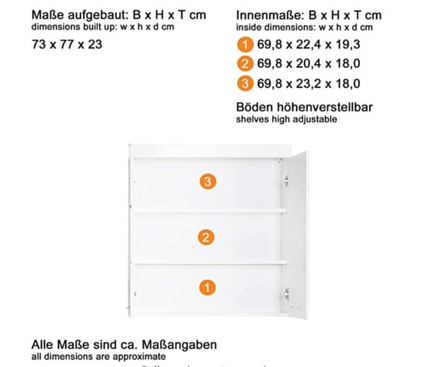 Rootz Väggskåp - Badrumsskåp - Högblank - 73 x 77 x 23cm