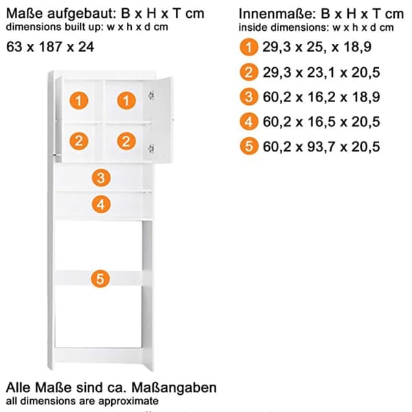 Rootz Badrumsskåp - Tvättmaskinsskåp - Högglans - 63 x 187 x 24cm