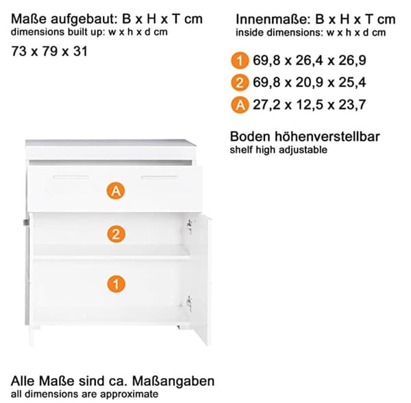 Rootz Badrumsskåp - Skåp - Högblank - 73 x 79 x 31 cm
