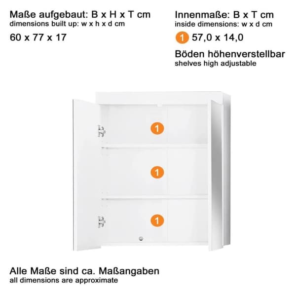 Rootz Badrumsset - Badrumsskåp - Högglans - 60 x 190 x 34cm