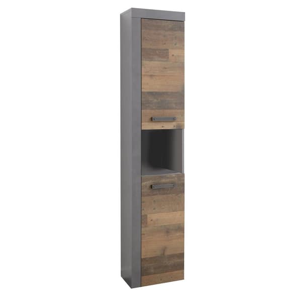 Rootz Badrumsskåp - Förvaringsskåp - Brun och Grå - 33 x 184 x 31 cm