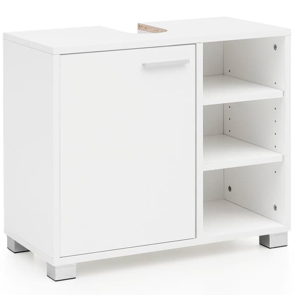 Rootz håndvaskskab 60x55x32cm hvidt badeværelsesskab med låge - Træunderskab vask badeværelse - Vaskeskab med rum - Badeværelsesskab badeværelsesmøbel