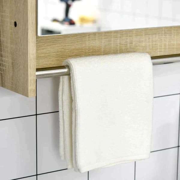 Rootz Badrumsskåp - Spegelskåp - Hängskåp - Väggskåp - Badrumsmöbler - Multifunktionsskåp - Med öppna fack - Badrumsspånskiva - Natur - 80 x 15 x 70 c